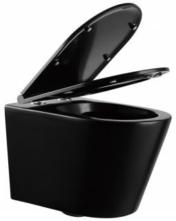 Подвесной унитаз ABBER Bequem безободковый чёрный матовый AC1102MB